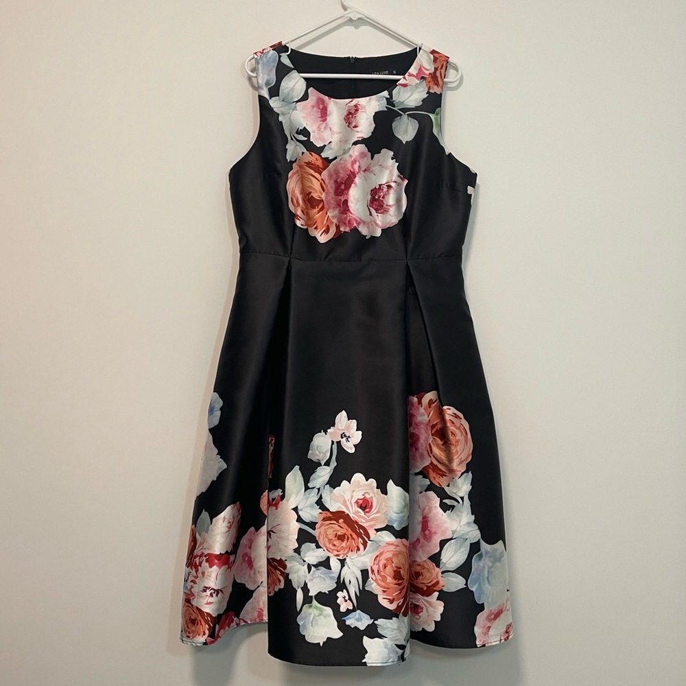 Black Floral Fit-and-Flare Dress